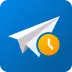 An icon of a paper airplane with a clock